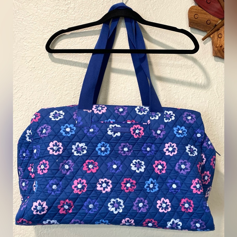 Vera Bradley Ellie Flowers Blue Floral Weekender Duffle Bag